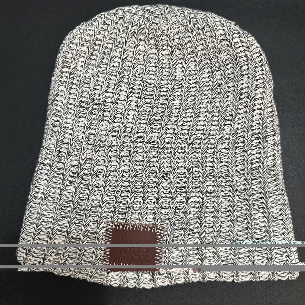 Love Your Melon Salt Pepper Knit Beanie Uncuffed Hat Slouchy Slouch MADE IN USA!
